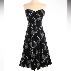 White House black market black floral embroidered midi dress